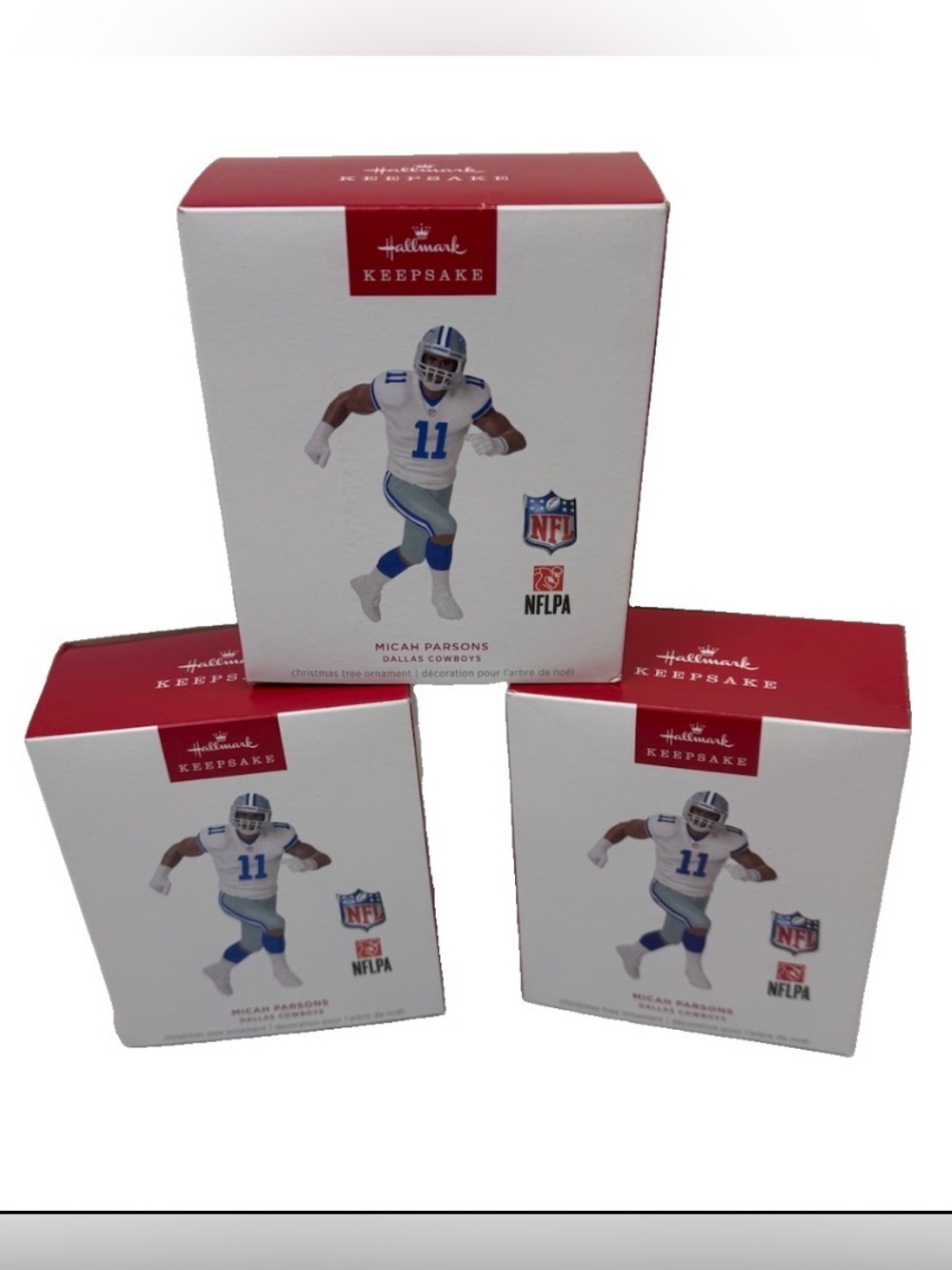 Lot Of 3 2025 Hallmark Keepsake Ornament Micah Parsons Dallas Cowboys Christmas